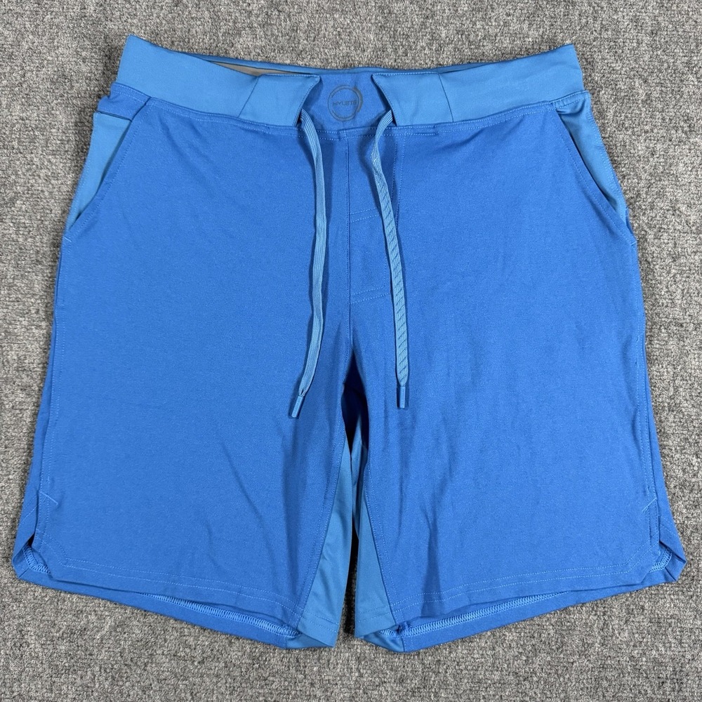 Hylete Short Mens Medium Blue Above Knee Stretch Gym 9" Inseam